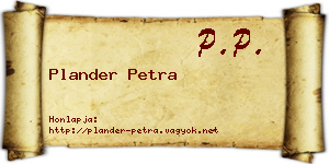 Plander Petra névjegykártya